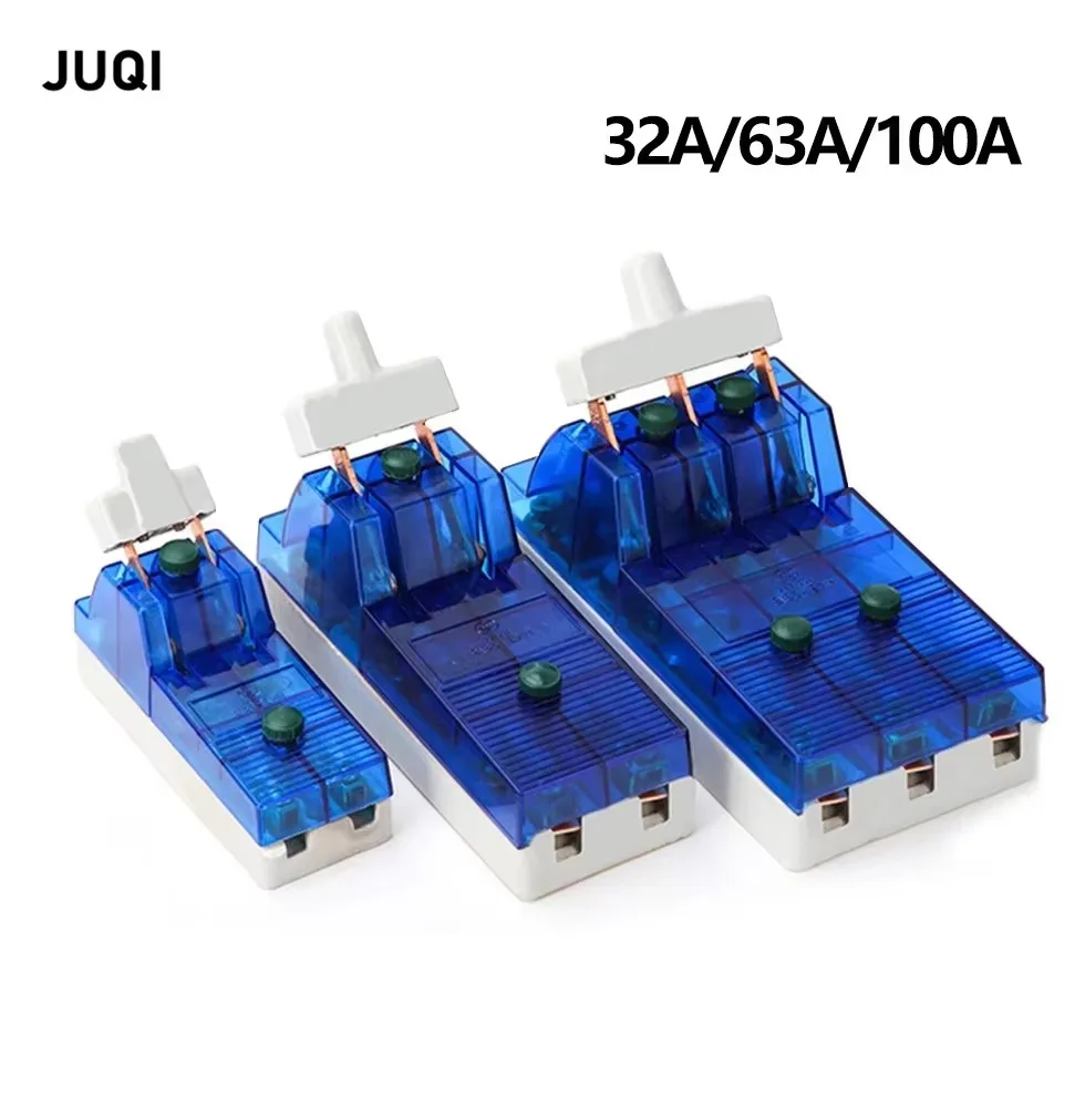 

Новый 2P/3P однофазный 32A/63A100A бытовой ножевой переключатель 220 В синий прозрачный нож однопозиционный изолирующий переключатель нагрузки