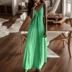 Women's Camisole Casual Long Dress Holiday Beach Spaghetti Strap Print Sleeveless Sundress Female Fashion Sexy Maxi Dresses