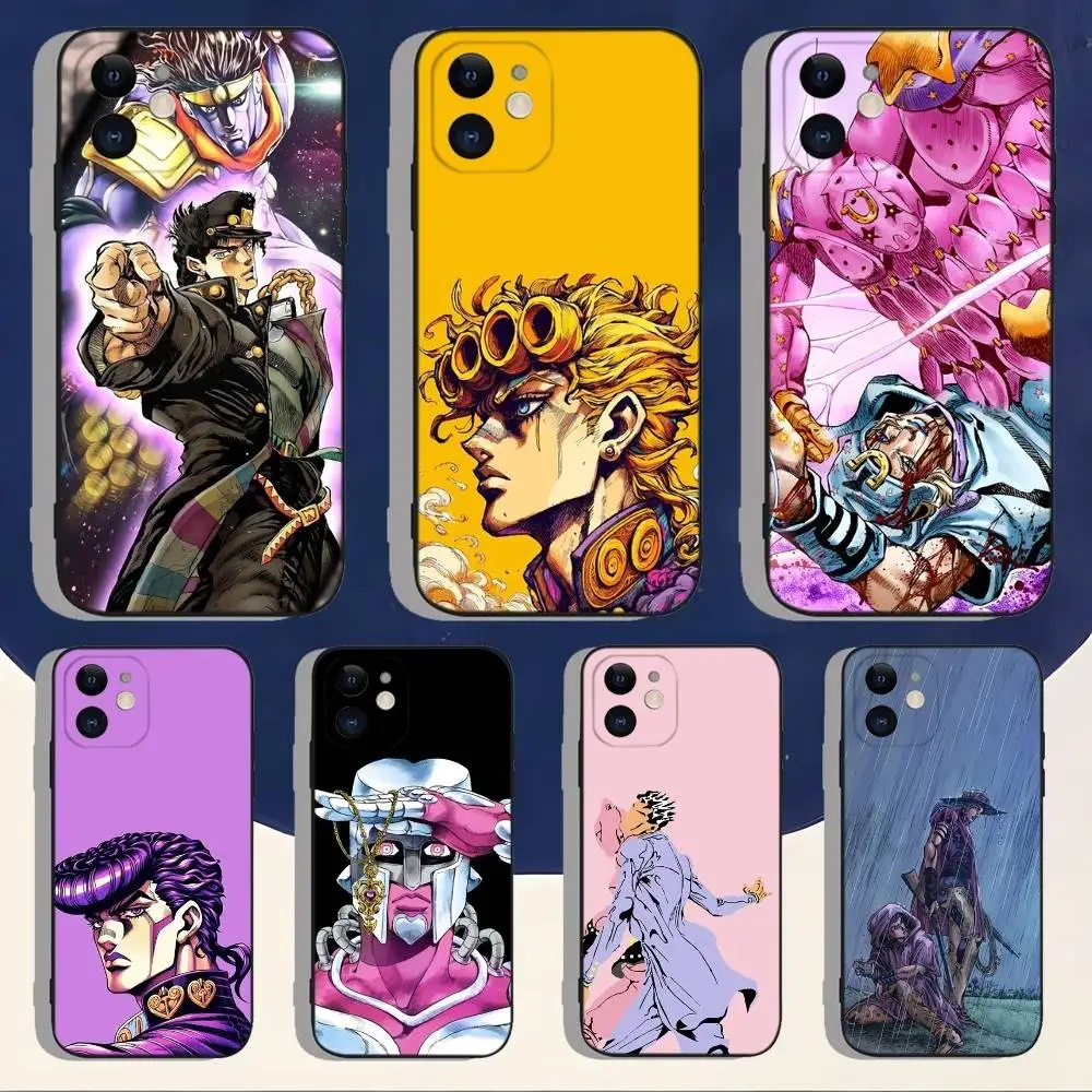 

Jojo Bizarre Adventure Phone Case For iPhone 16,15,14,13,12,11,Pro,Max,Plus,X,XS,XR,SE,8,7,Mini,Soft Silicone Black Case