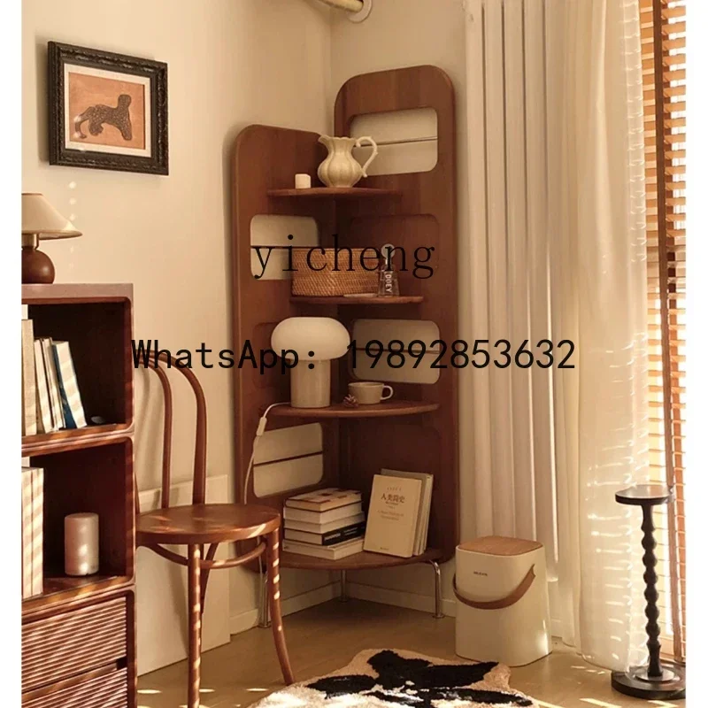 Shelf Living Room Corner Cabinet Against the Wall Corner Cabinet Wall Triangle Chinese Bookshelf