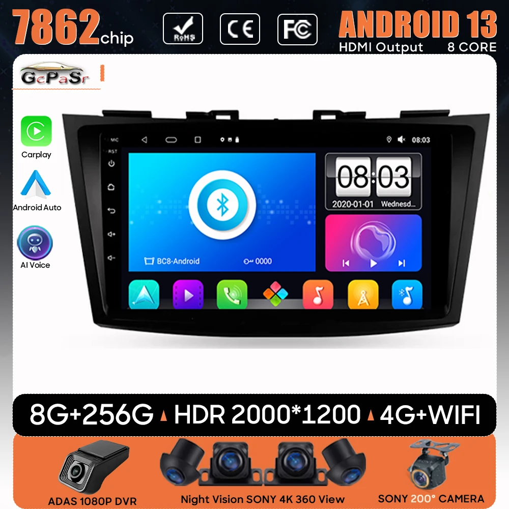 

Car Radio Android 13 Carplay For Suzuki Swift 4 2011 - 2017 Navigation GPS Android Auto Stereo Screen Bluetooth No 2din 5G Wifi