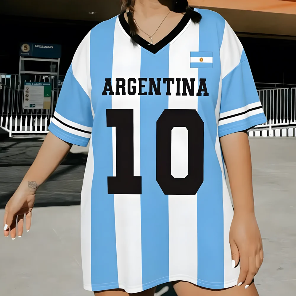 Argentine No. 10 Striped Football Jersey Men and Women Quick-drying Training T-shirt Sports Top Women Tee Y2k Clothes Harajuku