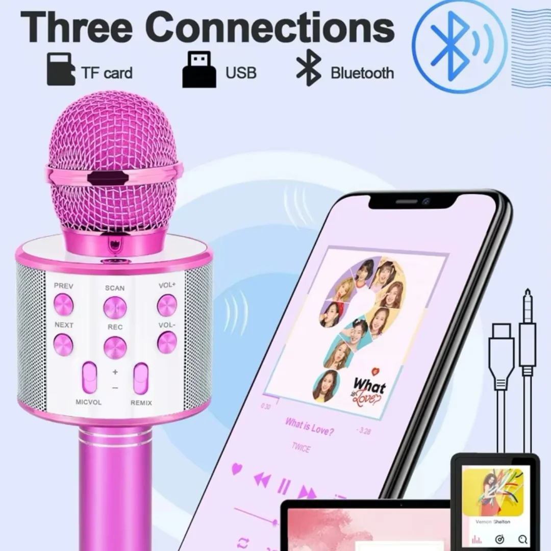 Bluetooth Karaoke Microphone Wireless Karaoke Mic for Adults Kids Singing - Perfect Toys for Girls Birthday Gifts
