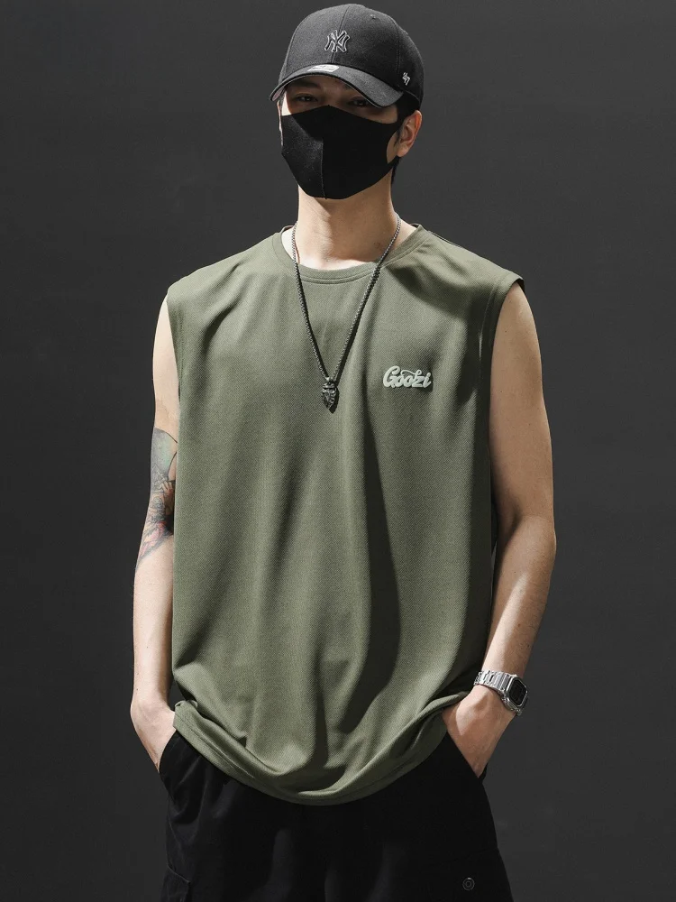 Cool Feeling Sports Vest Men's Fitn oulder Top Summer New Ice Silk round Ne Svel T-irt Loose Fit Daily Wear Po...