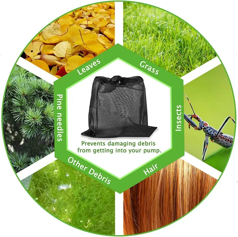 1-10 قطعة سهلة التنظيف مضخة مياه كيس مرشح آمن عززت مضخة شبكية الرباط إغلاق يمنع الضرر بركة حوض السمك مرشحات المضخة #5