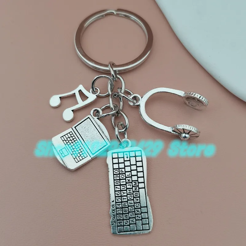 New fashion keyboard mouse headset DIY Keychain Creative computer engineer game master Keychain