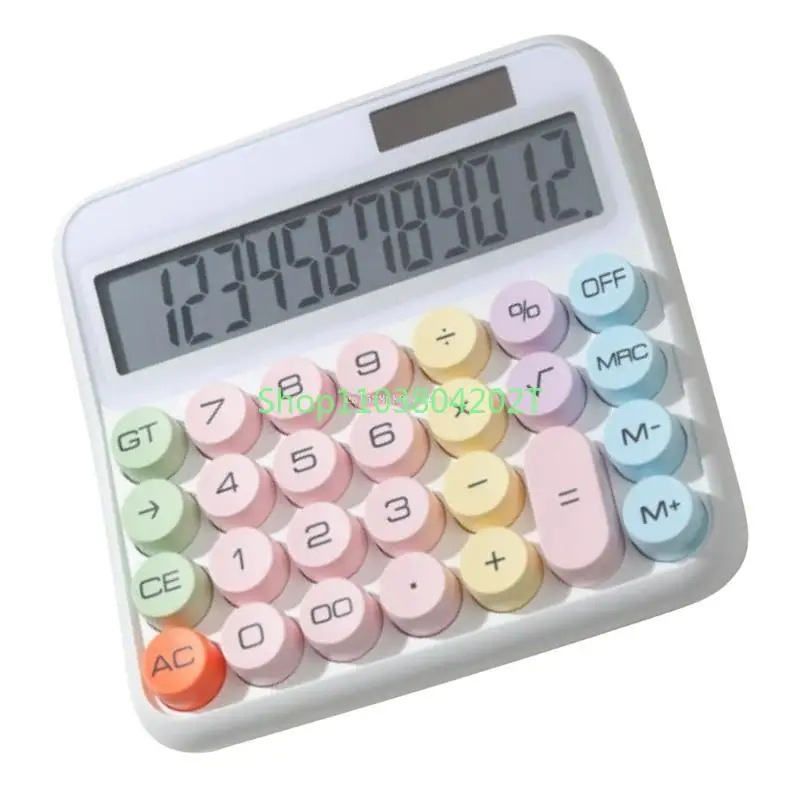 Colorful Calculator Electronic Standard Calculator with 12 Digit Display Mechanical Buttons for Office School