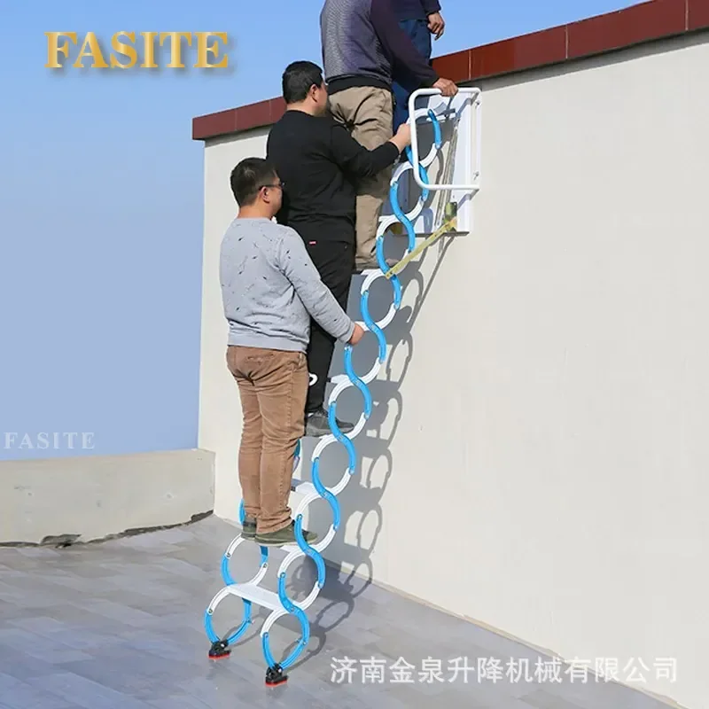For Wall Mounted Attic Telescopic Staircase Indoor Outdoor Lifting Folding Platform Retractable Extension Ladder Space Saving