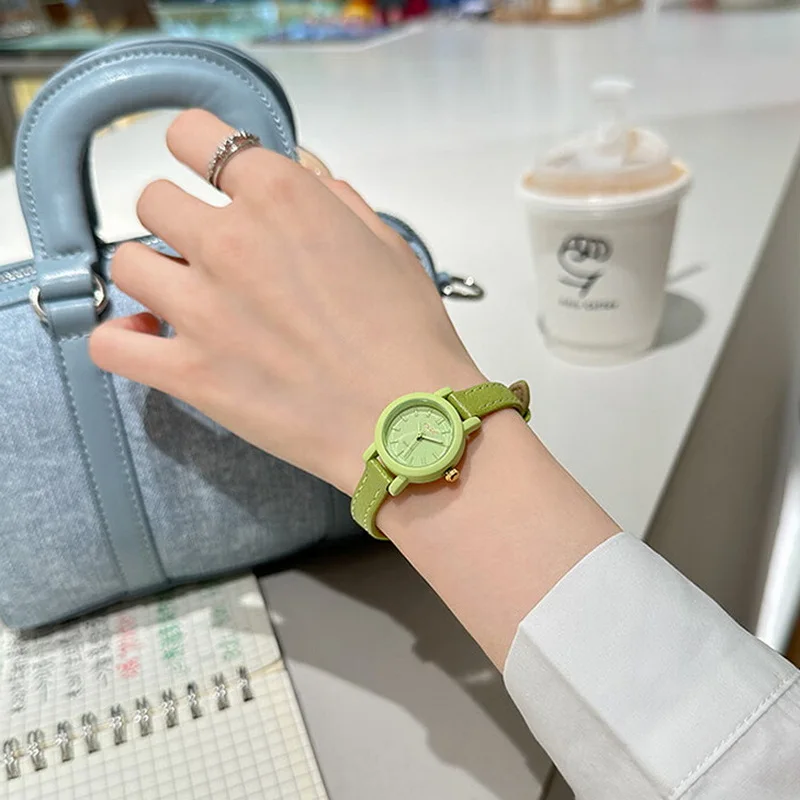 DINIMI Watch female students high school girll temperament delicate small dial simple fashion belt quartz lady wrist watch