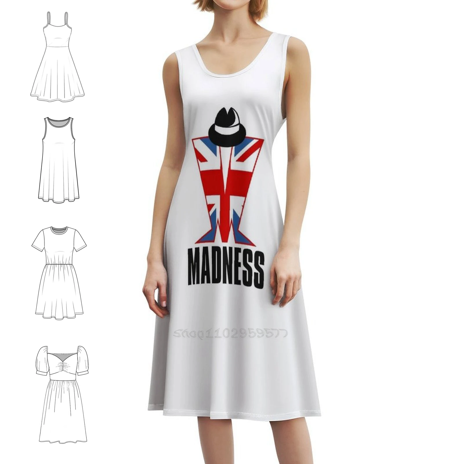 فستان Madness Bohemian بدون أكمام للنساء مطبوع فساتين حفلات الشاطئ Madness Ska بلونين Rocksteady Suggs فساتين الحفلات #1