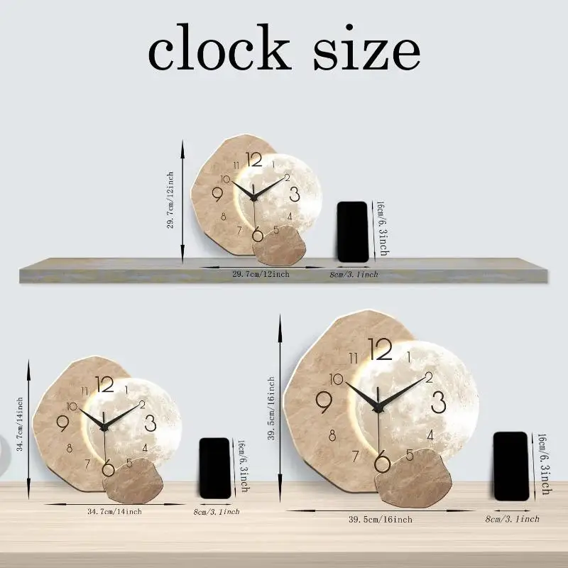 Minimalist Lunar Design Silent Wall Clock Non-Ticking for Bedroom Living Room Home Aesthetic Wall Decoration view 3