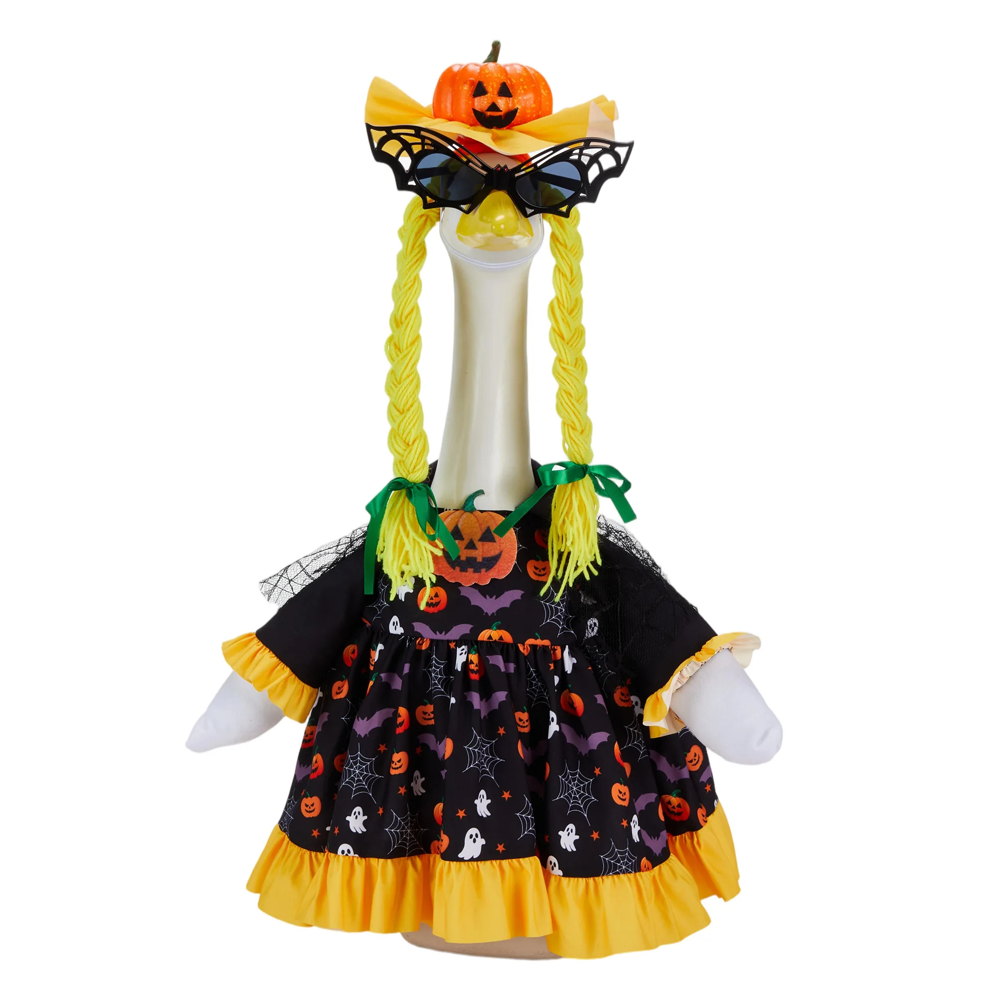 Hat Glasses Hat Porch Goose Pumpkin Halloween Outfit Print-Dress-Pumpkin Spiderweb Cape Spiderweb Cape Print