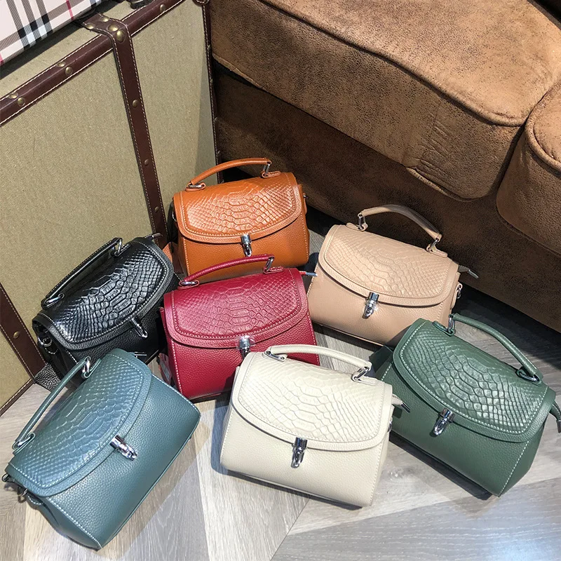 Echtes Leder Frauen Tasche Modische Handtasche für Dame Temperament Crossbody Platz Schulter Tasche Kuh Leder Vielseitig Handtasche