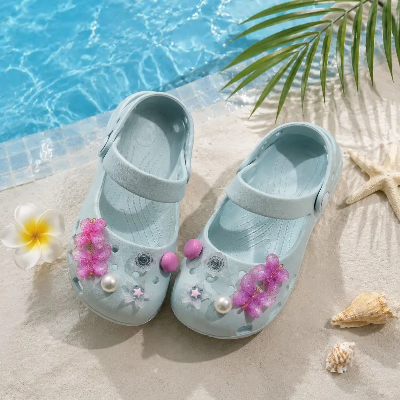 Mumoresip Girls Casual Shoes Waterproof Soft Girls Summer Beach Shoes EVA Non-Slip 2026 Summer New Kids Sandals Sweet Floral