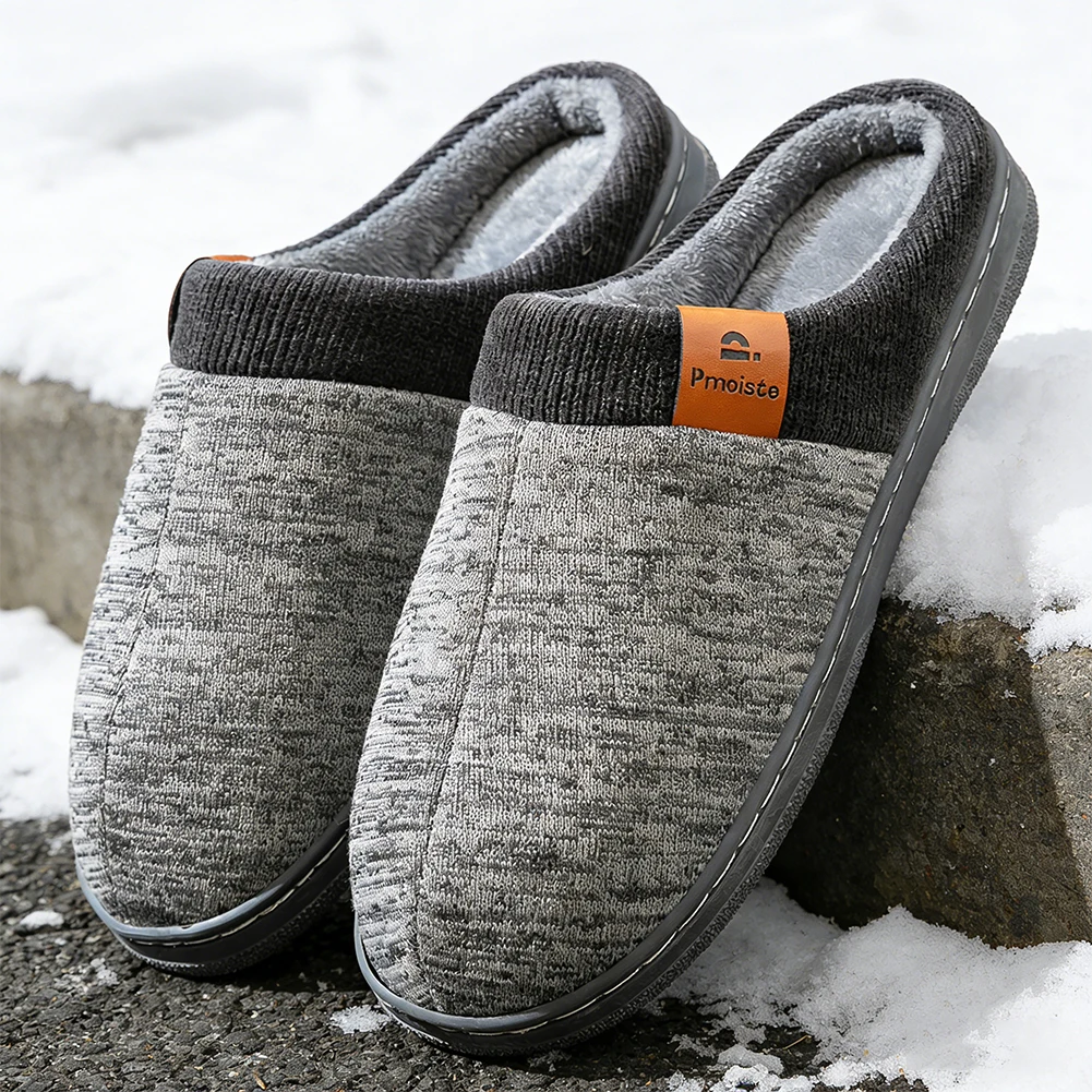 

Теплые тапочки для мужчин, мягкая подушка из ТПР, пена с эффектом памяти, роскошная нескользящая зимняя домашняя обувь, уличная зимняя дизайнерская обувь