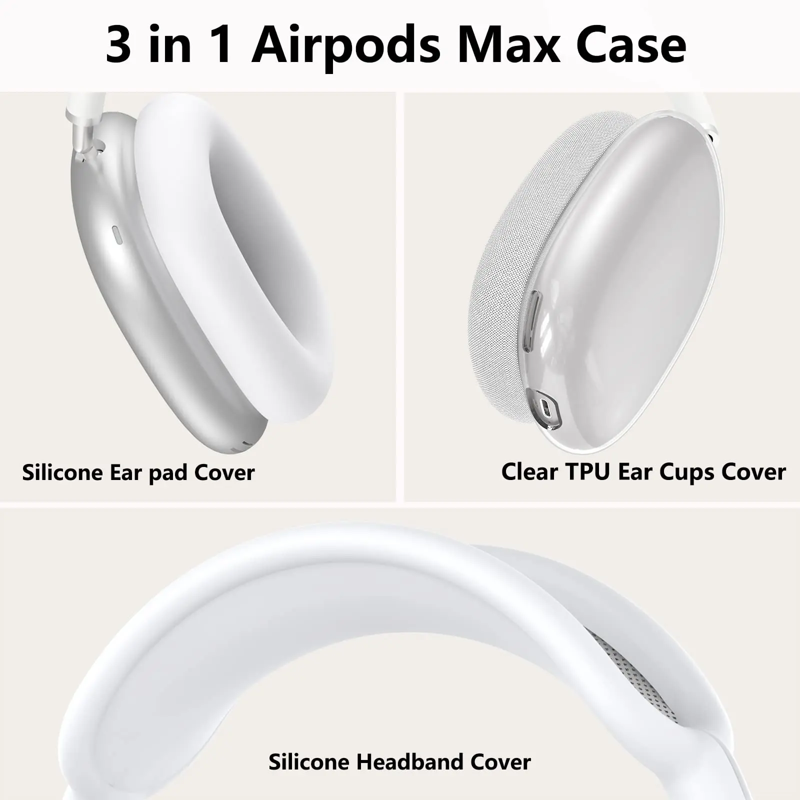 Abdeckung für 2024 Air Pods Hülle (USB C) Kristallklare schützende Ohrmuschelabdeckungen Ultra Hybrid Pro Entwickelt für Airpods Max Hülle