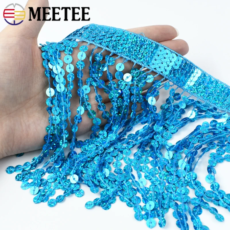 

1-5Meters Sequin Fringe Trim 16cm Bling Tassel Ribbon Latin Stage Costume DIY Sewing Accessories Sparkle Paillette Fringes Decor
