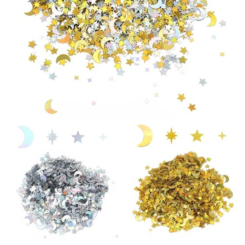 

Eid Mubarek Ornaments Moon Star Glitter Confetti Ramadan Kareem Tabletop Sequin Decoration Islamic Muslim Wedding Party Supplies