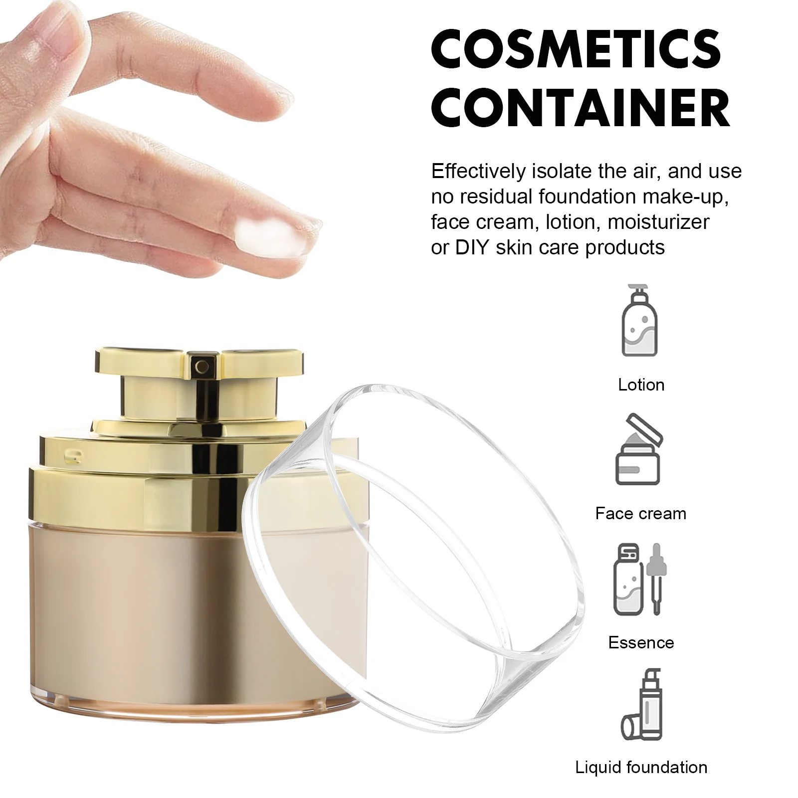 

3 pcs Airless Pump Jars Vacuum Bottles Refillable Creams Containers Sturdy Lightweight Thicken Shell Dustproof