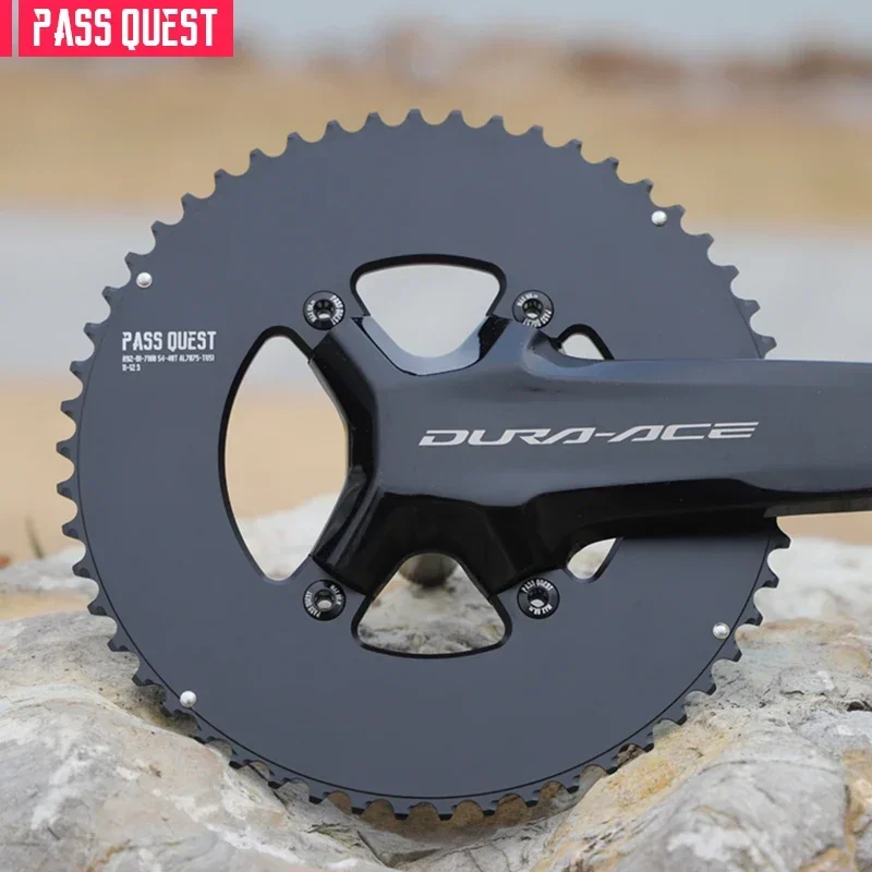 

PASS QUEST 110BCD Black hollow and close Chainwheel Double disc R9200/R8100 /R7100 four jaw crank for ROAD BIKE cycling parts