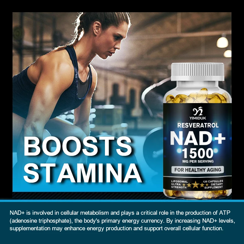 NAD Supplements Capsules, 1500mg - with Resveratrol, Antioxidant Enhancer That Slows Down The Cellular Aging Process