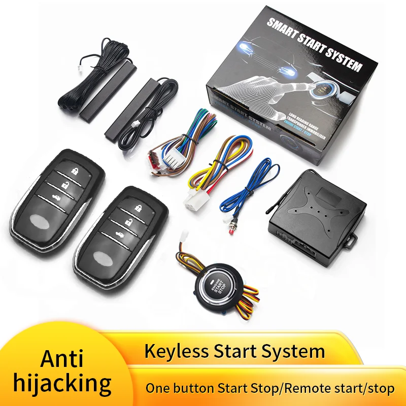 

Universal 12V Car Alarm Keyless Entry Automatic Start Kit One Key Start Stop Remote Engine Start SUVs Smart Key Push Button