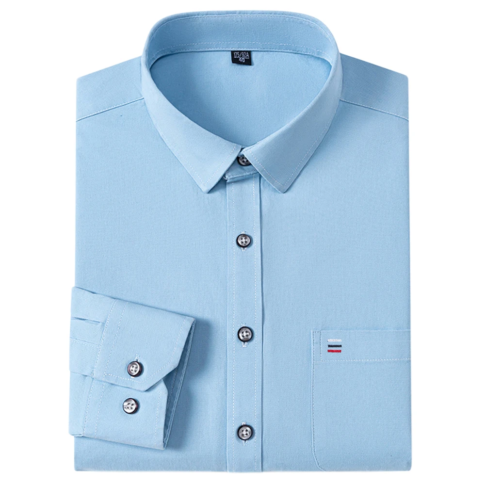 

Men's 100% Cotton Long Sleeve Casual Shirt with Left Chest Pocket, Comfortable Breathable Regular Fit for Spring Autumn Wear
