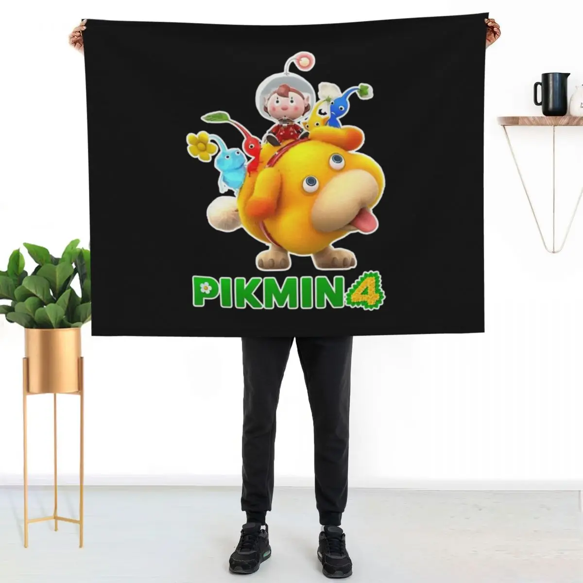 

Pikmin, Pikmin 4, Rescue Pup Oatchi, Pikmin 2023, Balck Throw Blanket Cozy Throw Blanket Birthday Gift for Him Her