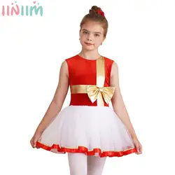 Girls Christmas Dance Dress Sleeveless Ballet Skating Gymnastics Leotard Tutu Xmas Carnival Party Cosplay Performance Costume