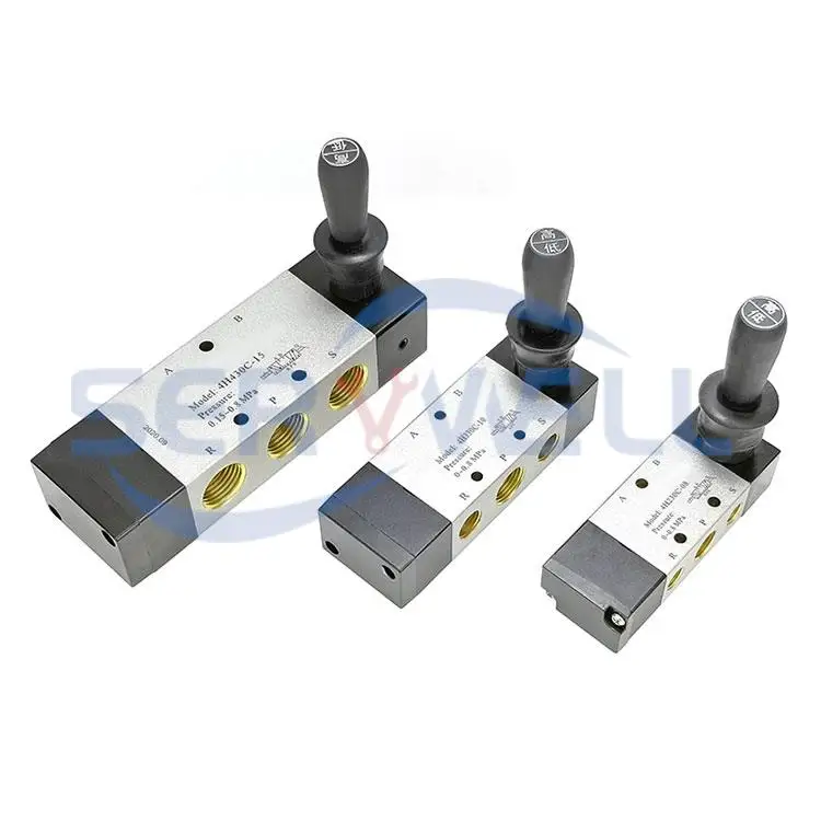 

4H230C-08 4H330C-10 4H430C-15 Spring Return NC Hand Manual LeverOperate 3Position 5Way AirControl PneumaticValve 1/4 3/8 1/2"BSP