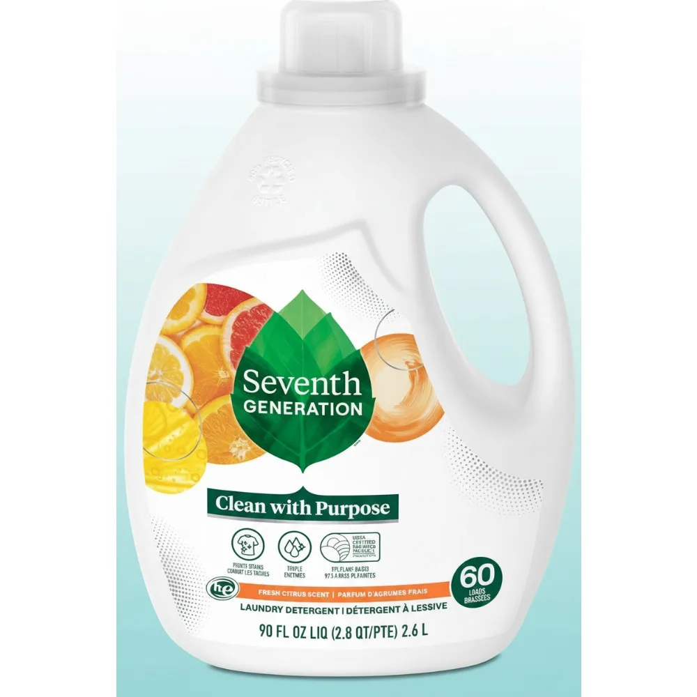 

Fresh Citrus Scent Liquid Laundry Detergent, 60 Loads, Dye-Free, 90 fl oz Pack of 4 | Eco-Friendly & Hypoallergenic for Families
