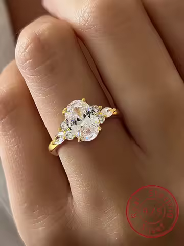 925 Sterling Silver Elliptical Horse Eye Fashionable Exquisite Ring For Women Engagement Wedding Luxury High Quality Fine Jewely