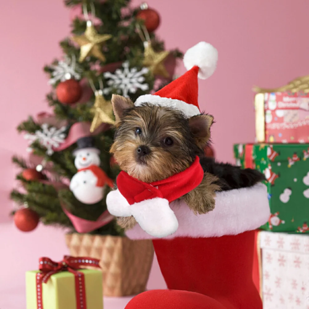 

Comfortable Christmas Hat for Pets Soft Lining Traditional Pom Pom Festive Party Favors for Dogs Cats Holiday Christmas Hats