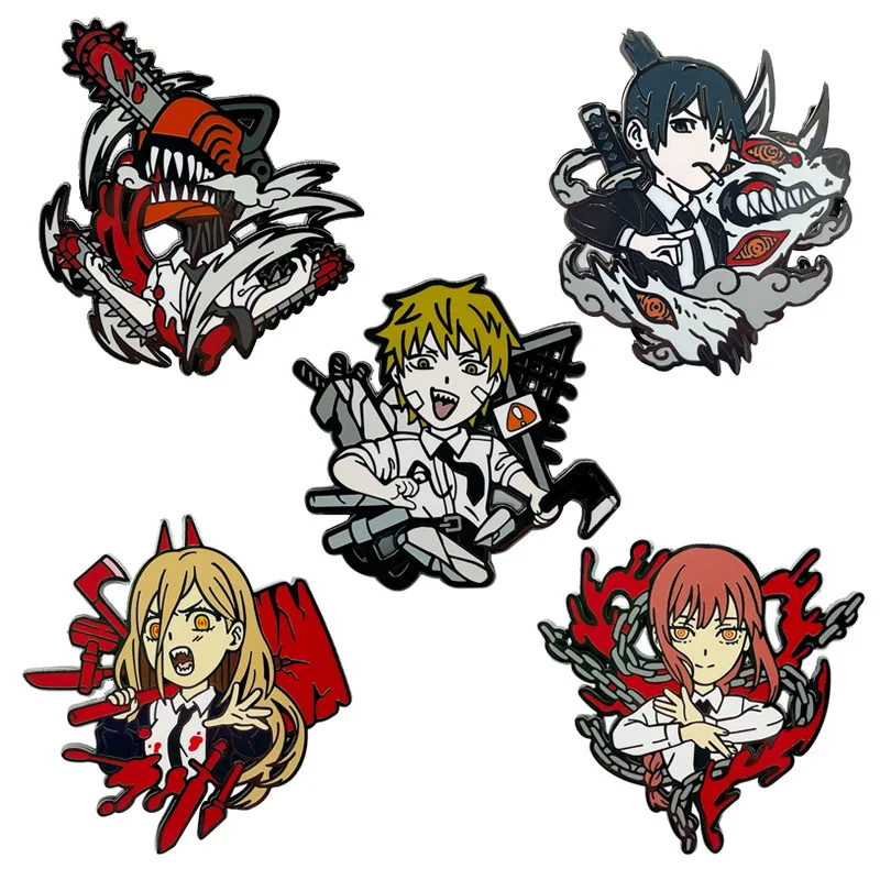

5pcs Denji Power Aki Makima Pin Badge Set Anime Manga Cosplay Jacket Bag Backpack Decoration Collection