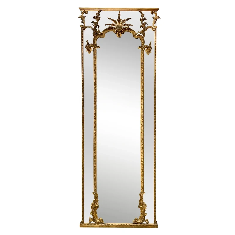 

Retro Large Mirror Full Body Floor Mirror European Style Villa Living Room Cloakroom Carved Decoration Dressing Mirror