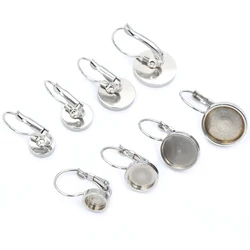 No Fade 10pcs/lot 6mm 8mm 10mm 12mm Thicken Stainless Steel Earring Blank Base,DIY French Lever Drop Earrings Studs Setting