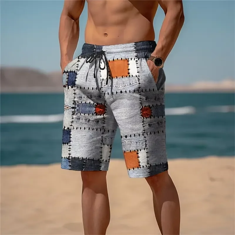 3D Printed Men Women Sports Breathable Beach Shorts Hyper Realistic Plaid Pattern Depth Illusion Casual Summer Wear