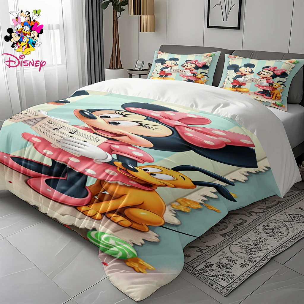 طقم غطاء لحاف ديزني ميكي آند سنو وايت 2/3 قطعة بدون حشو نعومة تشبه السحابة نمط طباعة كامل قابل للغسل في الغسالة