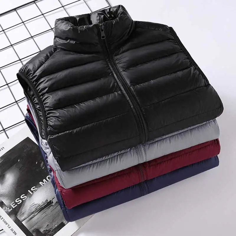 Herbst Winter Männer dicke Plüsch ärmellose Parka Männer wasserdicht wind dicht leichte Daunen jacke Männer 50% Enten Daunen mantel männlich 3xl