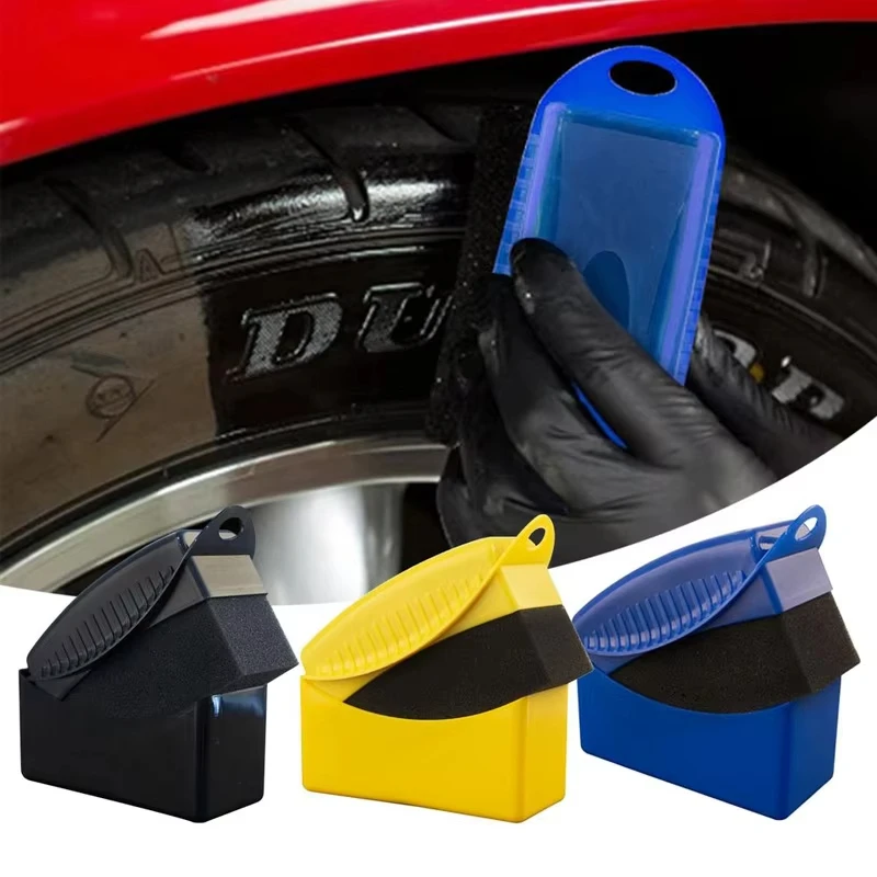 Car Wheel Polishing Waxing Sponge Brush With Cover ABS Washing Cleaning Tire Contour Dressing Applicator Pads Detail Accessories