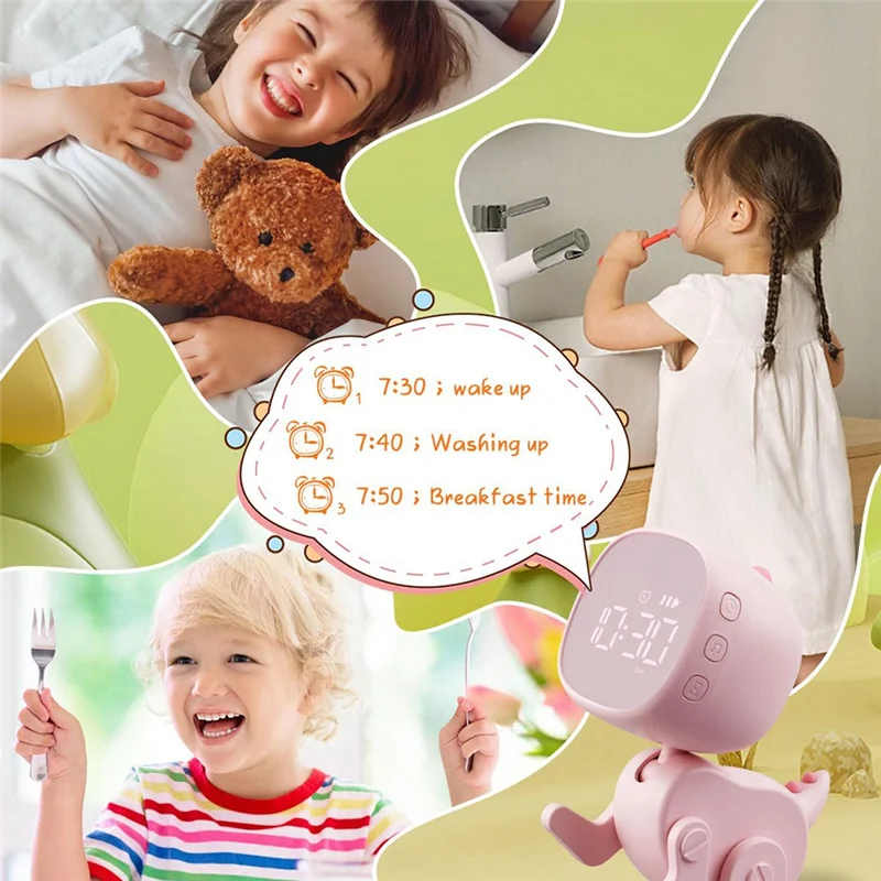 

ABPP-Детский цифровой будильник, три будильника, будильник в виде динозавра с регулируемой формой, повтором, таймером ночника