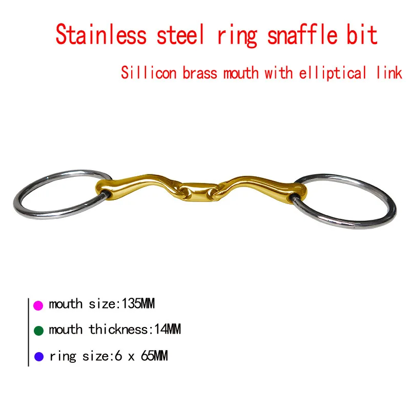 135mm Double Broken Jointed Mouth With Elliptical Link Horse Bit Gag eggbutt bit Snaffle Bite Stainless Steel Horse Equipment