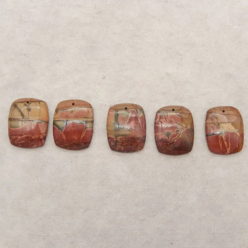 

5 шт. разноцветные квадратные подвески из яшмы Пикассо ручной работы из натурального драгоценного камня 25/26x20/21x5 мм-22 г