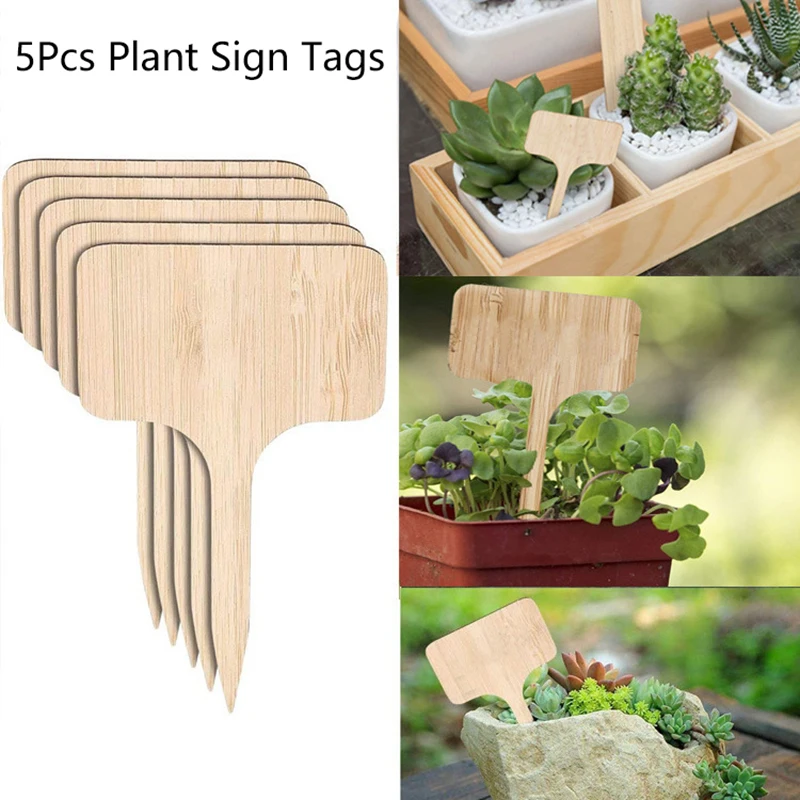 

5Pcs T-Shape Plant Labels Eco-Friendly Plant Sign Tags Garden Markers For Bonsai Seed Potted Herbs Flowers Tool