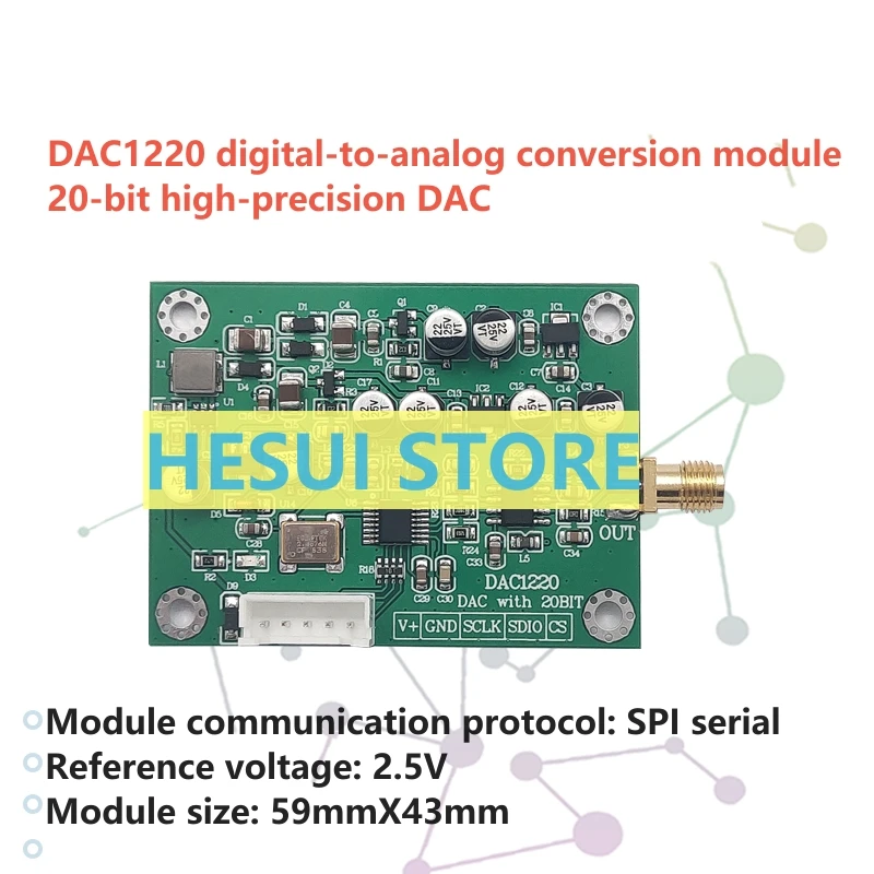 Conversão Digital para Analógica, DAC1220, Módulo de Aquisição de Dados, 20-Bit, DAC16-Bit, Ajustável Plus-Referência de Tensão 10V