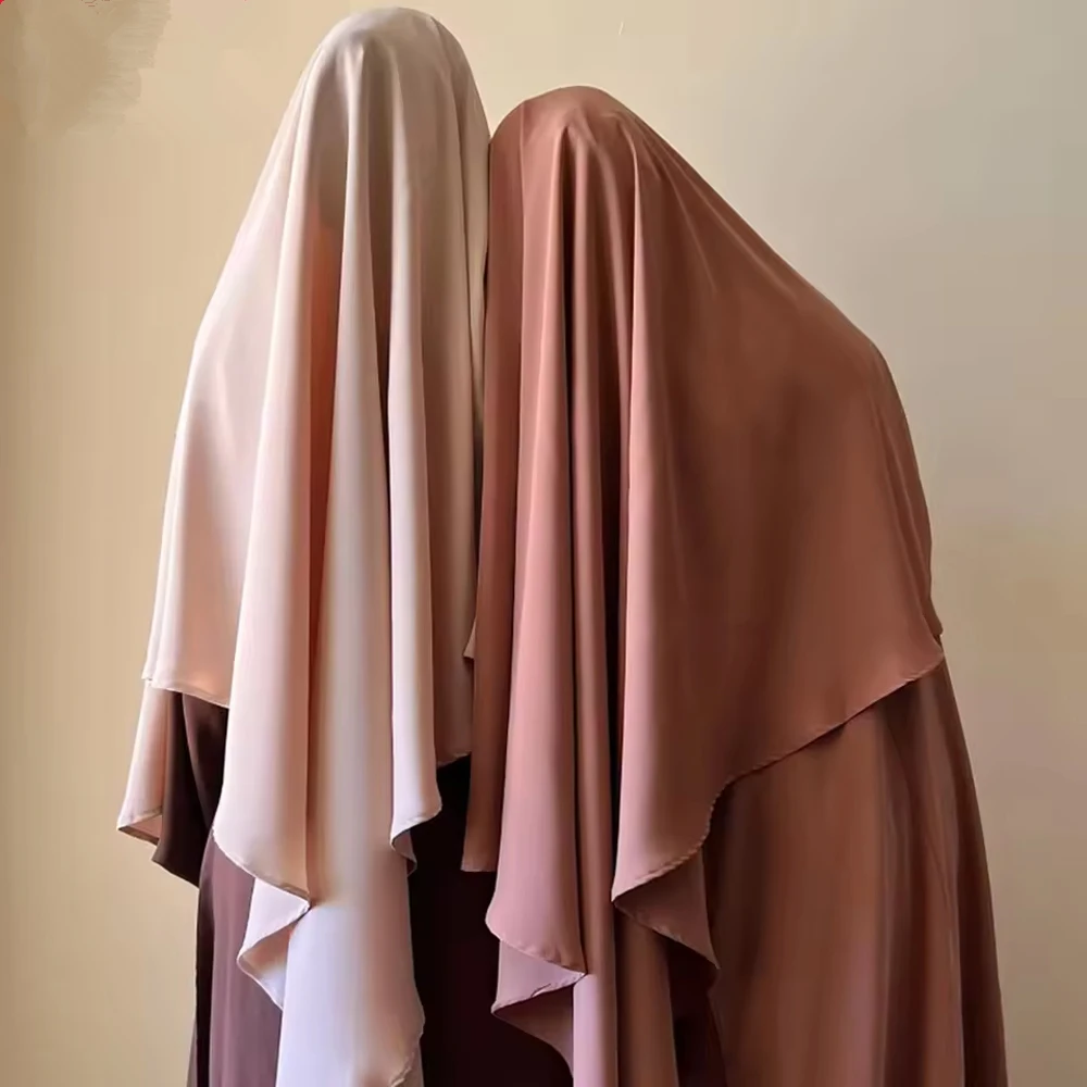 

One Layer Khimar Muslim Women Tops Hijab Islamic Headdress Large Scarf Eid Ramadan Prayer Burqa Abayas Turkey Abaya Headscarf