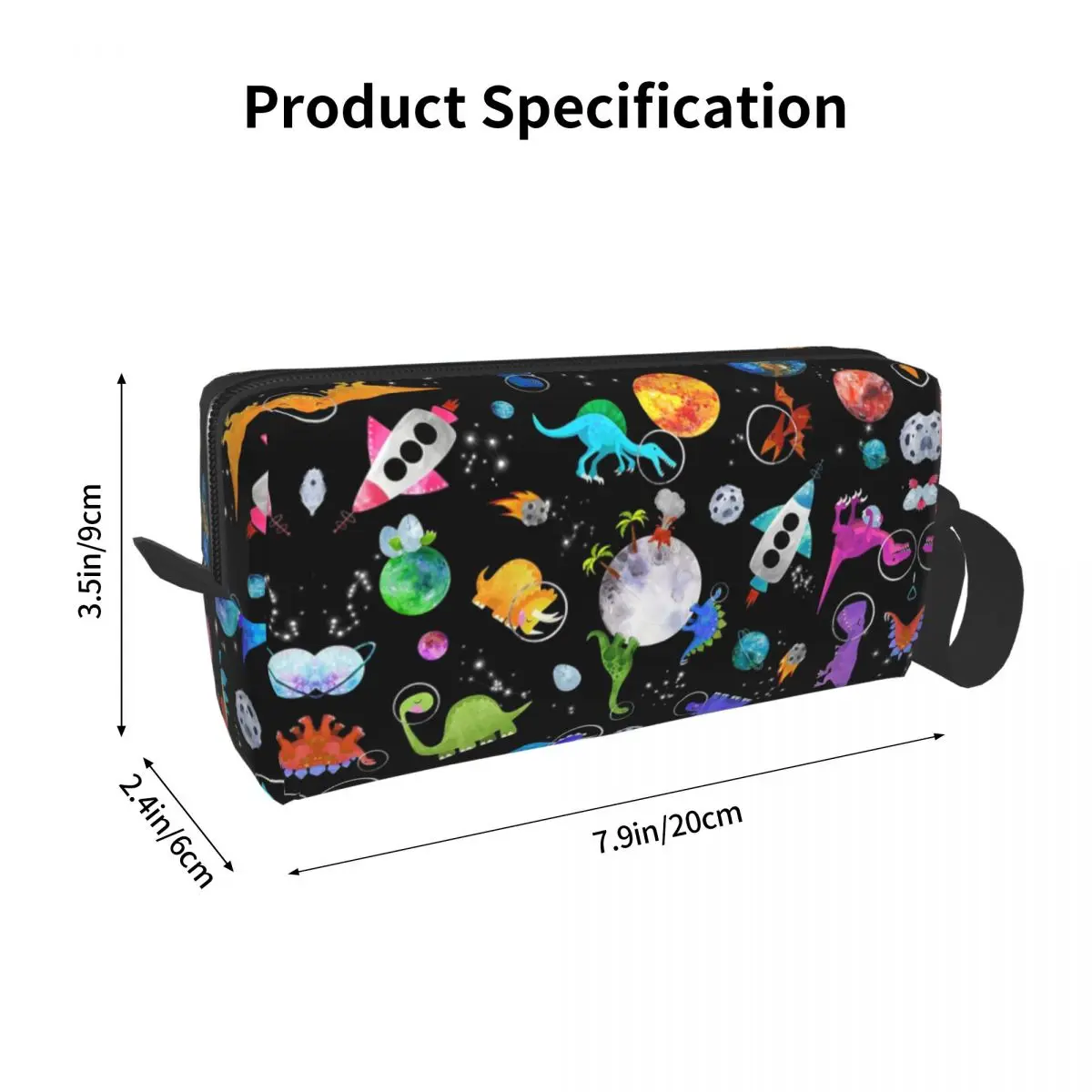 Dinosaur Astronauts In Outer Space Makeup Bag Cosmetic Storage Dopp Kit Toiletry Cosmetic Bag Women Beauty Travel Pencil Case