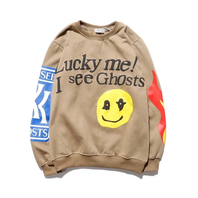2024 LUCKY ME I SEE GHOST Hoodie Men Women FEEL Kanye West Kid Cudi Hoodies Kids See Ghost Sweatshirts Foam Print Pullovers