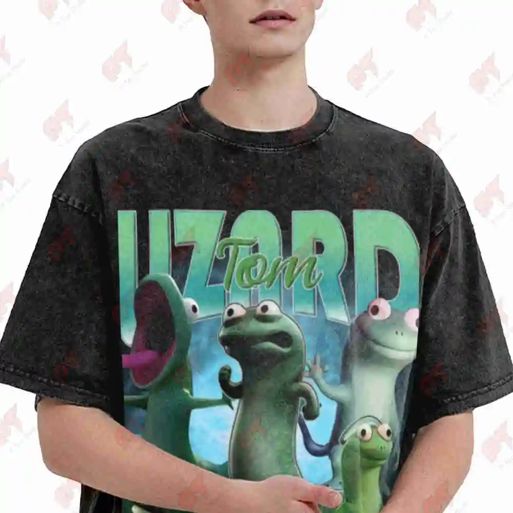 Tom Lizard Hoppers Movie Vintage Vintage Washed Tee Pure Cotton T-Shirt