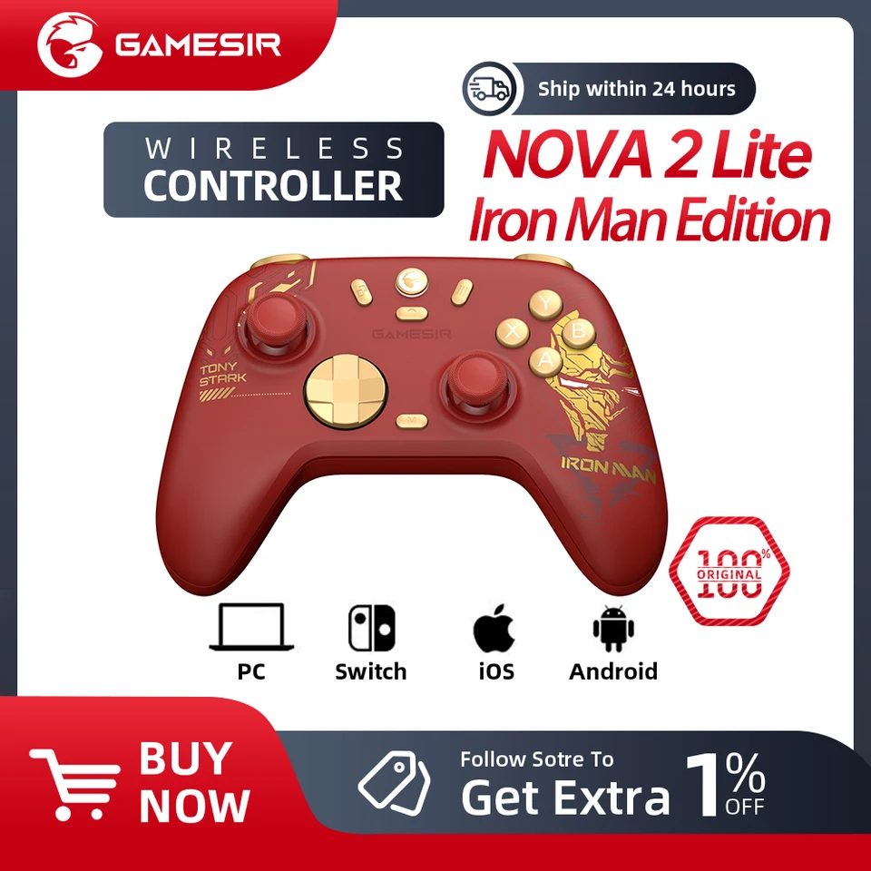 GameSir Nova 2 Lite Edición Iron Man Controlador Inalámbrico para Switch, PC, Android e iOS